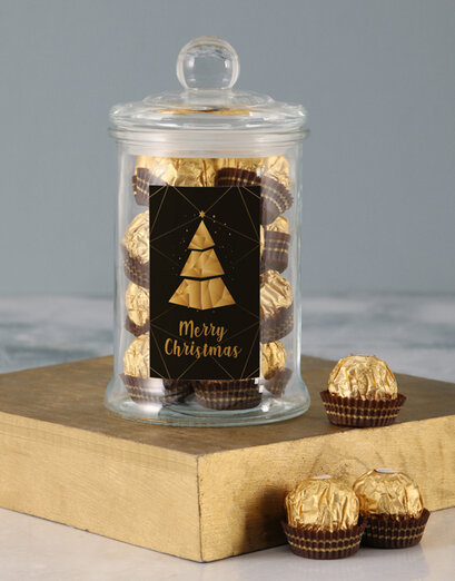 Gold Merry Christmas Ferrero Candy Jar